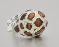 Enamel Gold Giraffe Print Dome Ring
