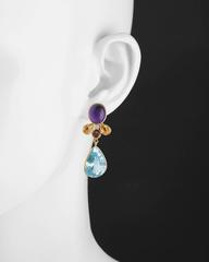 Diamond Gem-Set Gold Drop Earrings