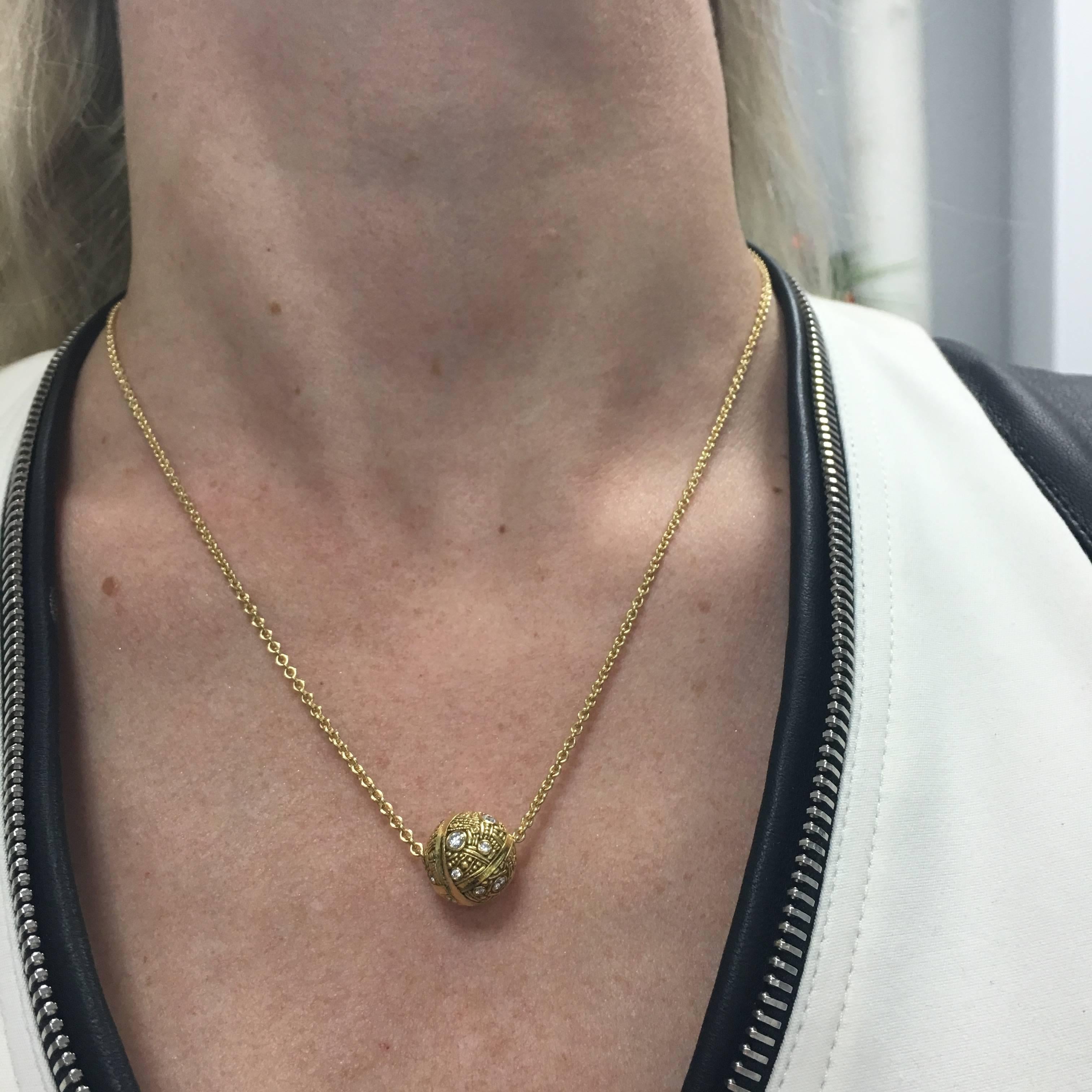 Women's Alex Sepkus Diamond Gold Ball Pendant Necklace