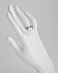 Emerald Diamond Platinum Two Row Band Ring