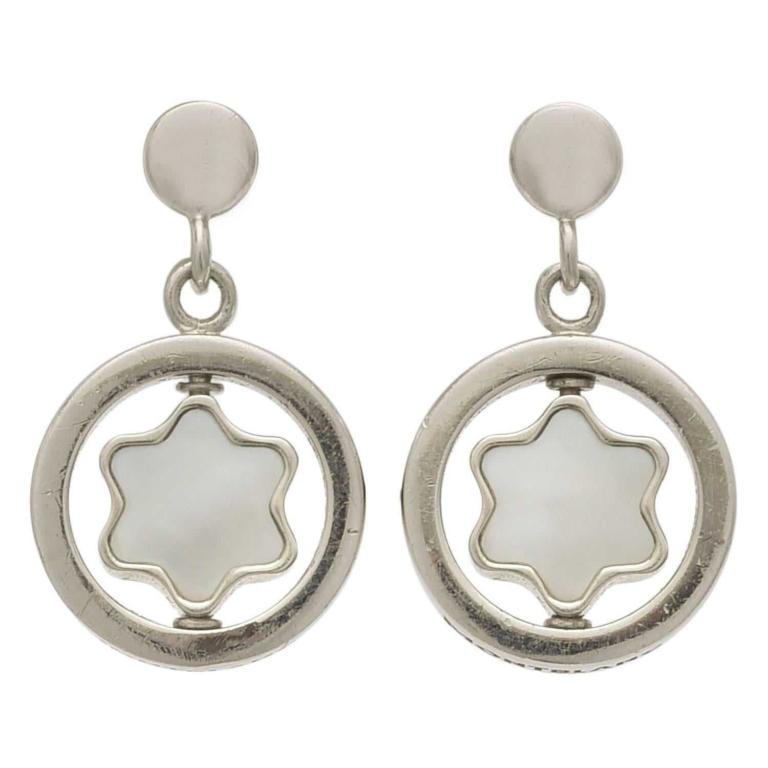 Mont Blanc Star Signet Mother-of-Pearl Gold Earrings