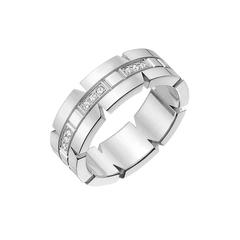 Cartier Diamond and White Gold Tank Francaise Band Ring