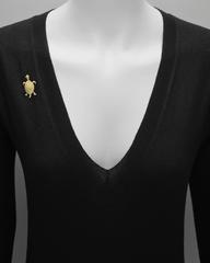 Tiffany & Co. Gold Turtle Pin with Sapphire Eyes