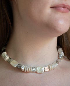 Rectangular Keshi pearls and fine silver spacers