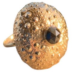 Jennifer Liang 14 KT Gold Mini-Mini-Seeigelring mit schwarzem Diamant