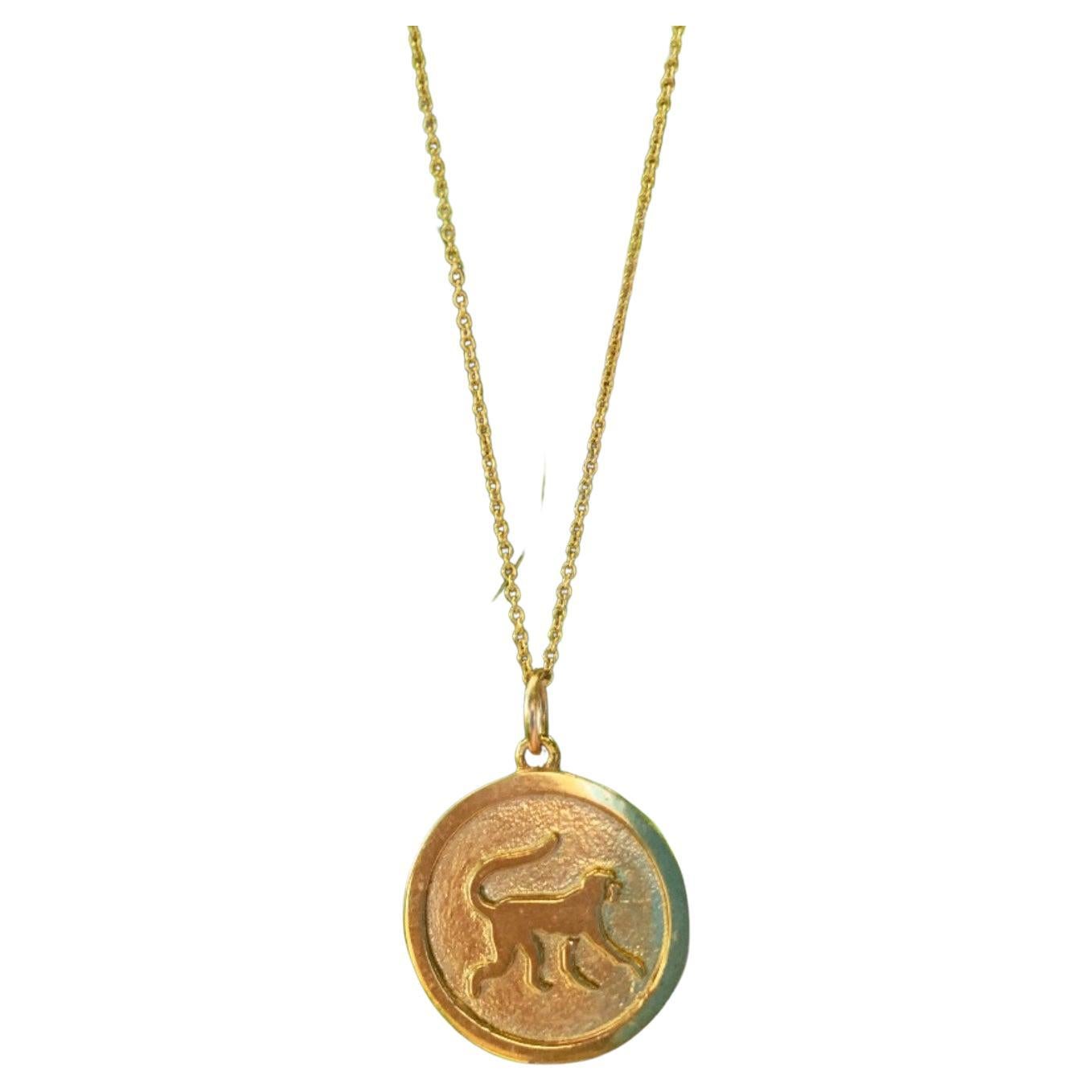 Small 14kt Yellow Gold Chinese Zodiac Monkey Medallion