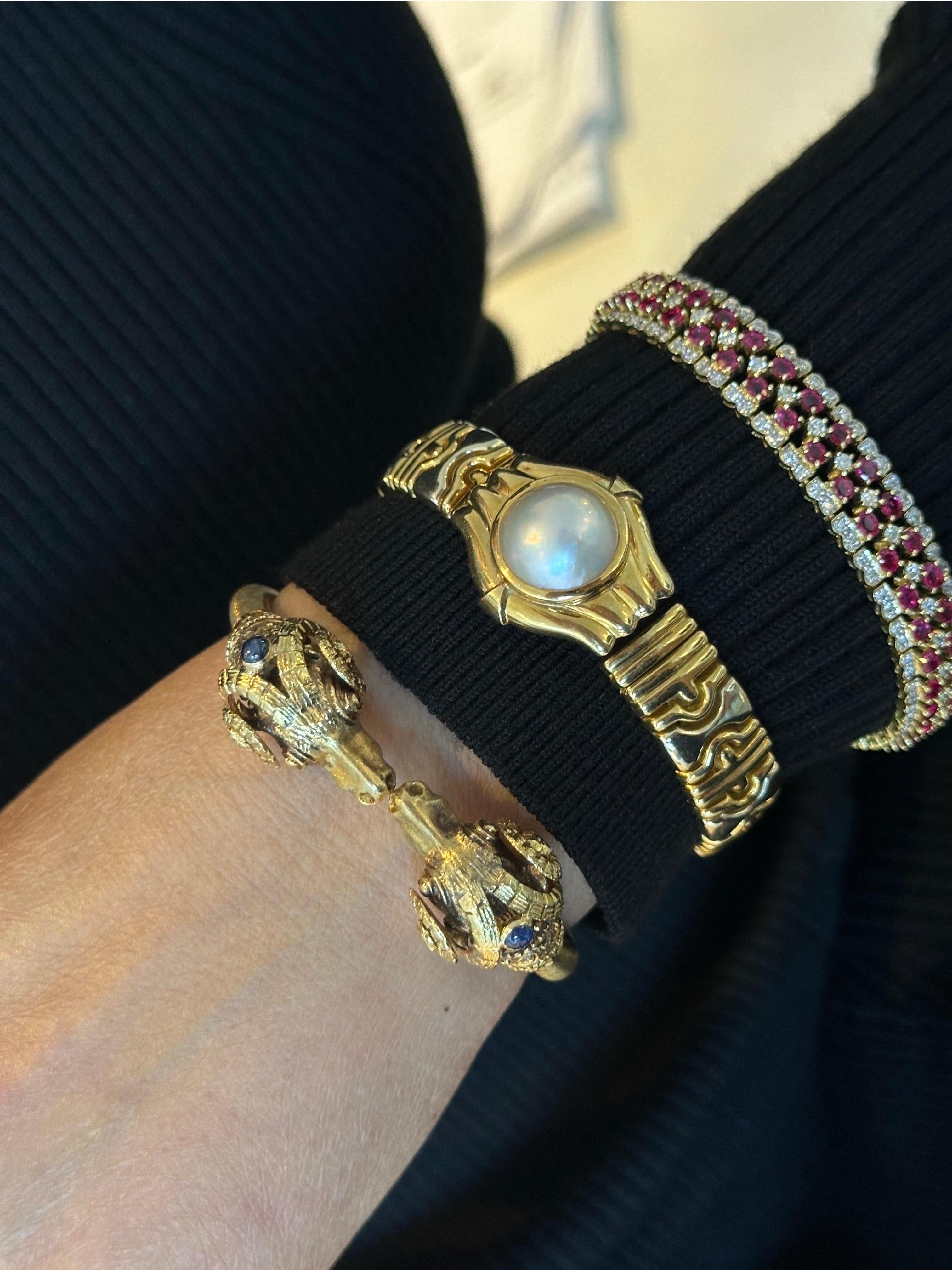Bracelet nacre de 13,9 mm en or jaune 18K en vente 5