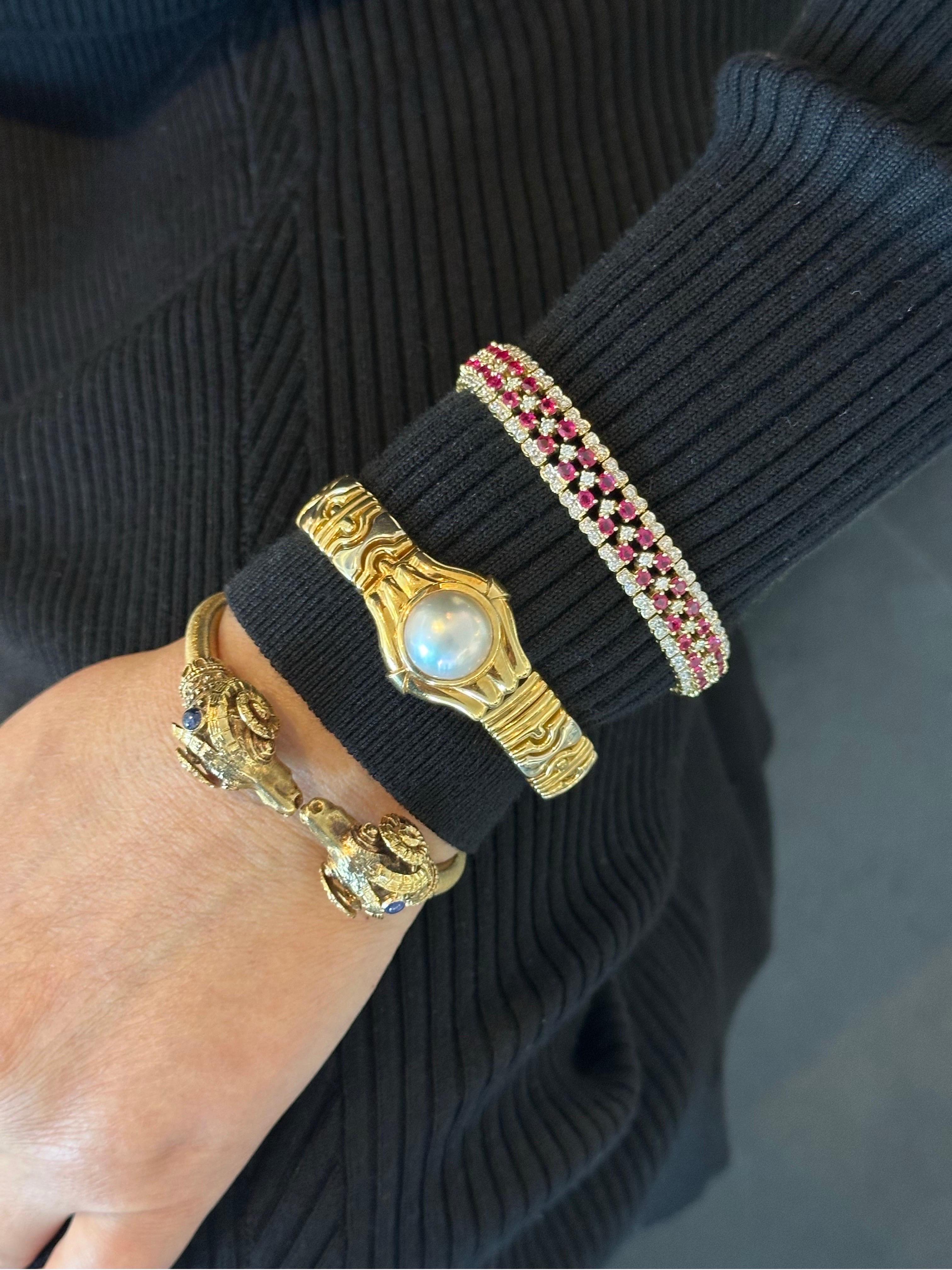 Bracelet nacre de 13,9 mm en or jaune 18K en vente 6
