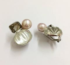 Crystal Smoky Quartz Freshwater Pearl Earrings