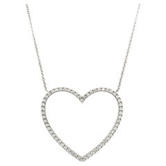 Gran Colgante Corazón de Diamante de 0,60 ct F/VS y Cadena de Oro Blanco de 18 ct