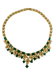 Emerald & Diamond Necklace Set in 18ct Yellow Gold
