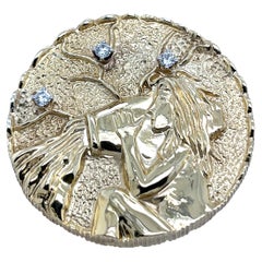 Aquarius Pendant Brooch Signed by La Triomphe, Set with Diamonds