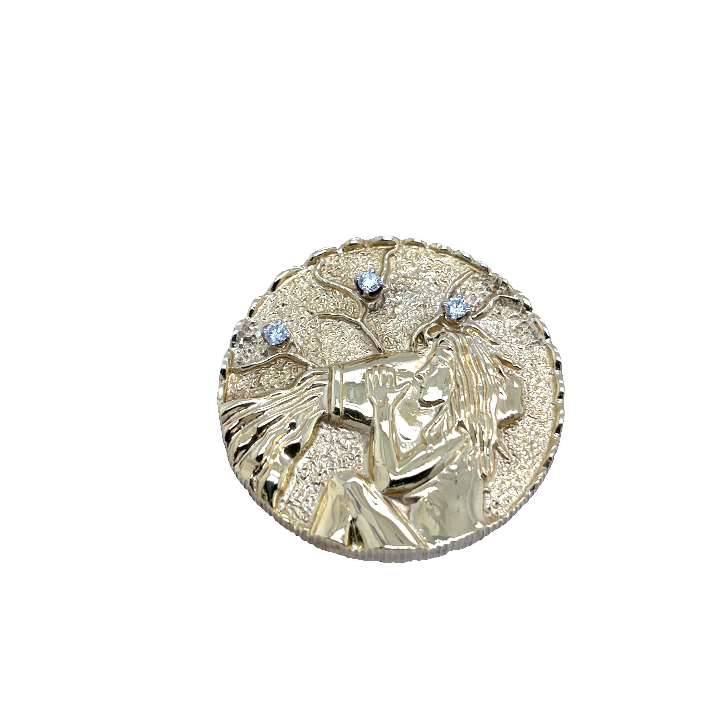 Aquarius Anhänger Brosche Signiert von La Triomphe, mit Diamanten besetzt im Zustand „Hervorragend“ im Angebot in London, GB
