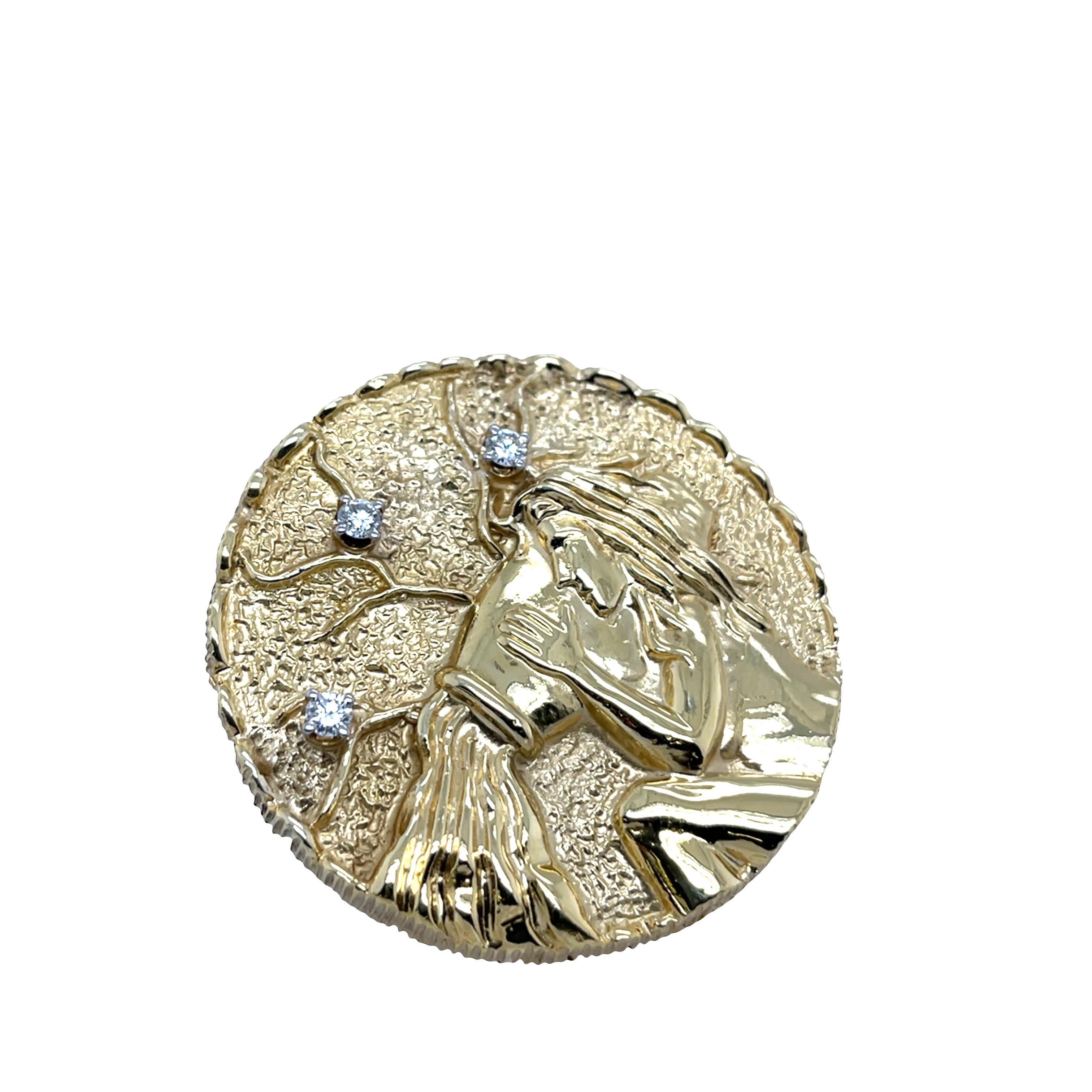 Aquarius Anhänger Brosche Signiert von La Triomphe, mit Diamanten besetzt (Rundschliff) im Angebot