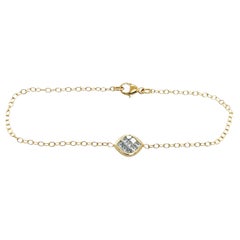 Bracelet en or jaune 18ct serti de diamants naturels princesses de 0,50ct