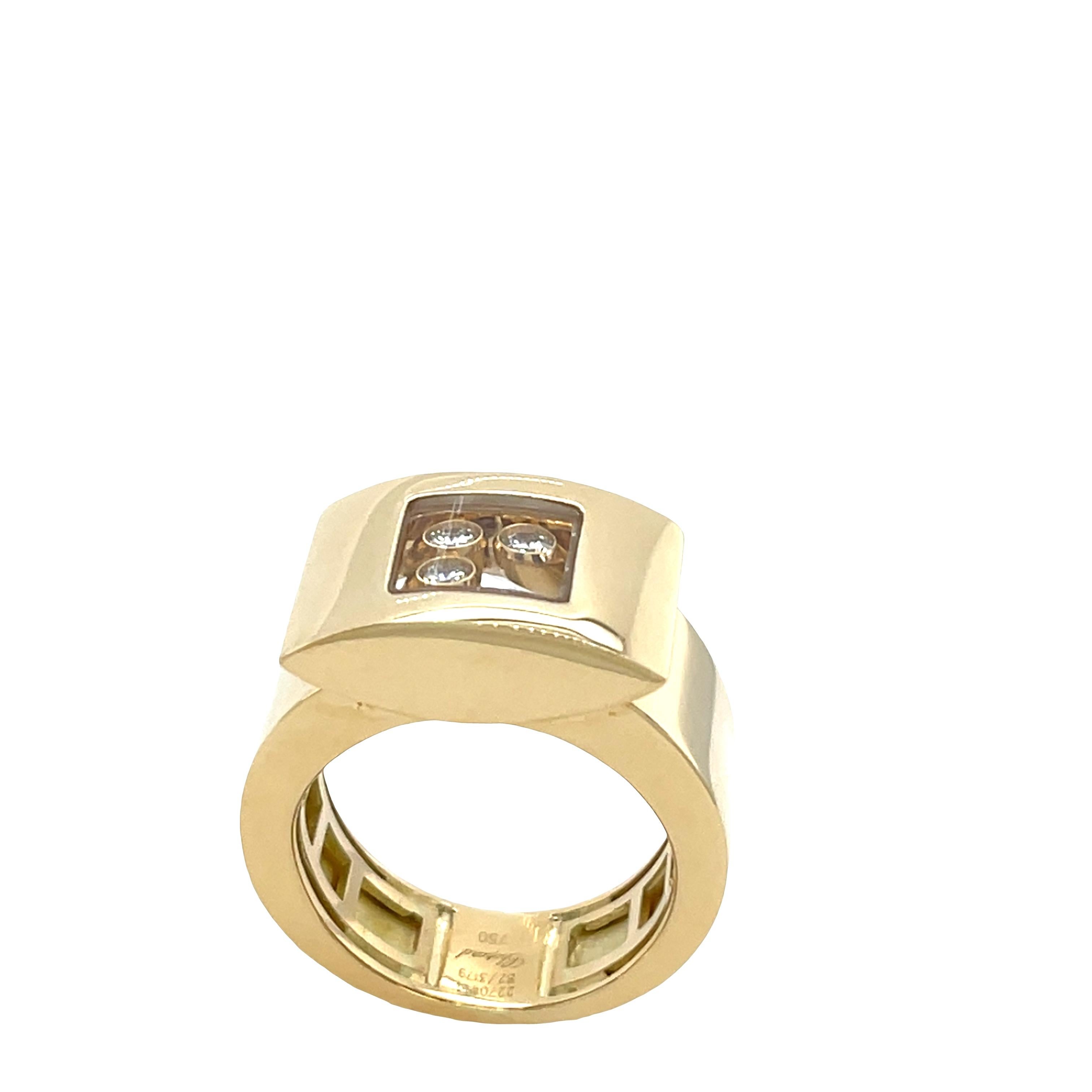 Chopard Happy Diamonds 18ct gold Ring Set mit 3 schwebenden Diamanten im Angebot 1