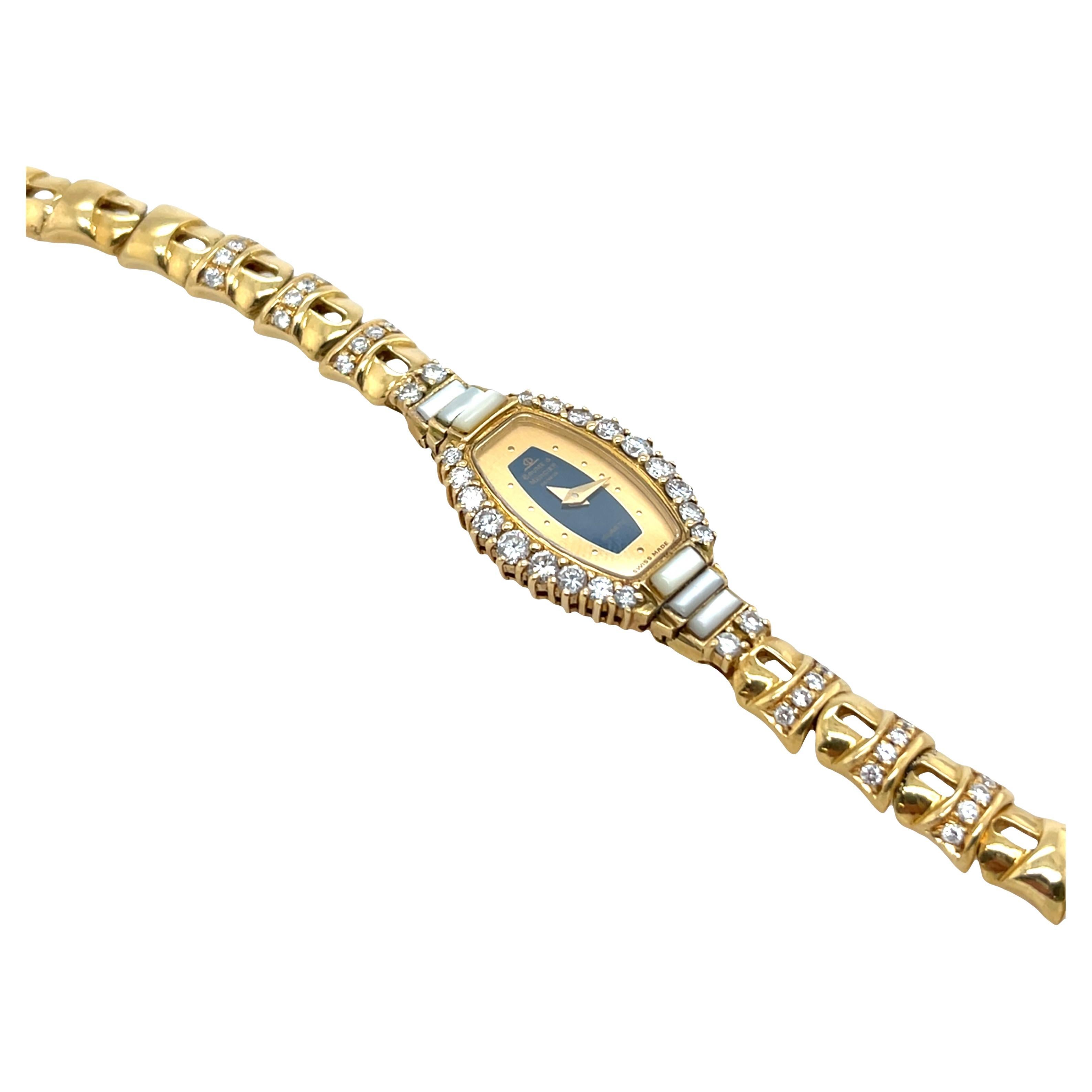 Reloj Baume & Mercier de oro amarillo de 18 ct con diamantes - Raro reloj de época