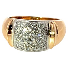 Anello da cerimonia vintage bicolore in oro 18 carati con diamanti – Diamanti naturali da 0,40 carati