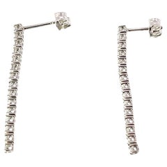 18ct White Gold Diamond Drop Earrings – 0.90ct Natural Diamonds