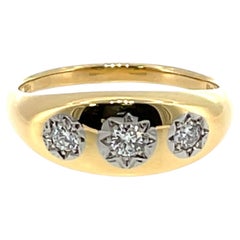 Anello vintage “Gypsy” con 3 diamanti – Oro giallo 18 carati, diamanti naturali da 0,40 carati