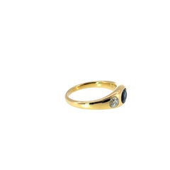 3 Stone Sapphire & Diamond Ring – 18ct Yellow Gold, 0.48ct Natural Diamonds