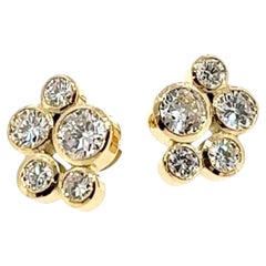 18ct Yellow Gold Bubble Diamond Earrings – 2.14ct Natural Diamonds