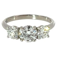 3 Stone Diamond Ring Set in Platinum, 1.80ct Gia Natural Diamonds