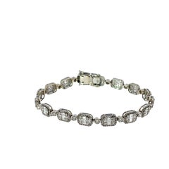 Diamond Cluster Tennis Bracelet – 3.85ct Natural Round & Baguette Diamonds