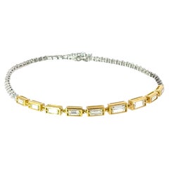 Diamant-Tennisarmband – 1,95 Karat natürliche runde und Baguette-Diamanten in 18-karätigem Gold