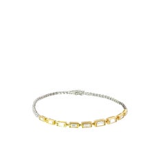 Diamant-Tennisarmband – 1,95 Karat natürliche runde und Baguette-Diamanten in 18-karätigem Gold