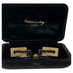 KUTCHINSKY 18ct Yellow Gold Sapphire Cufflinks – Interlocked Design