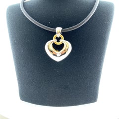 Bvlgari Two-Tone Puffed Heart Pendant Necklace 18ct Yellow & White Gold