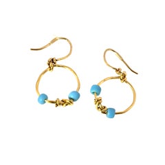 18ct Yellow Gold Ancient Roman Style Gold wire Hoop Earrings