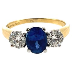 3 -Stone Sapphire & Diamond Ring – 18ct Yellow & White Gold