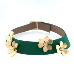 Van Cleef &Arpels Frivole 18ct Gold Diamond Green Satin Choker