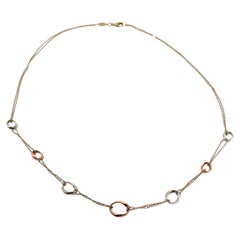 9ct Yellow, Rose and White Gold Chain Necklace, 4.2g