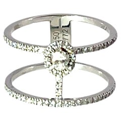 Messika 18ct White Gold Diamond Pavé Ring Glam'Azone 2 Rows- D57772