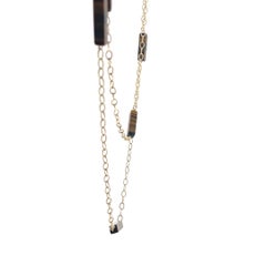 Collana vintage con catena in oro 9 carati e 6 pietre preziose “occhio di tigre”