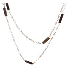 Collier vintage à chaîne en or 9 carats orné de 6 pierres précieuses « œil-de-tigre »