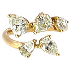 18ct Yellow Gold Diamond Crossover Ring – 2.10ct Natural Pear-Shaped Diamonds