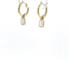 14ct Yellow Gold Hoop Earrings with Emerald-Cut Diamonds – 0.62ct