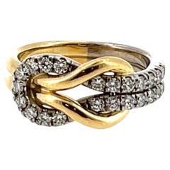 Anillo de doble banda de diamantes bicolor - Oro amarillo y blanco de 18 ct (0,50 ct)