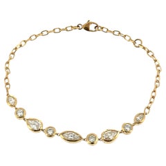 Pulsera de diamantes: diamantes redondos naturales de 1,85 ct en oro amarillo de 18 quilates