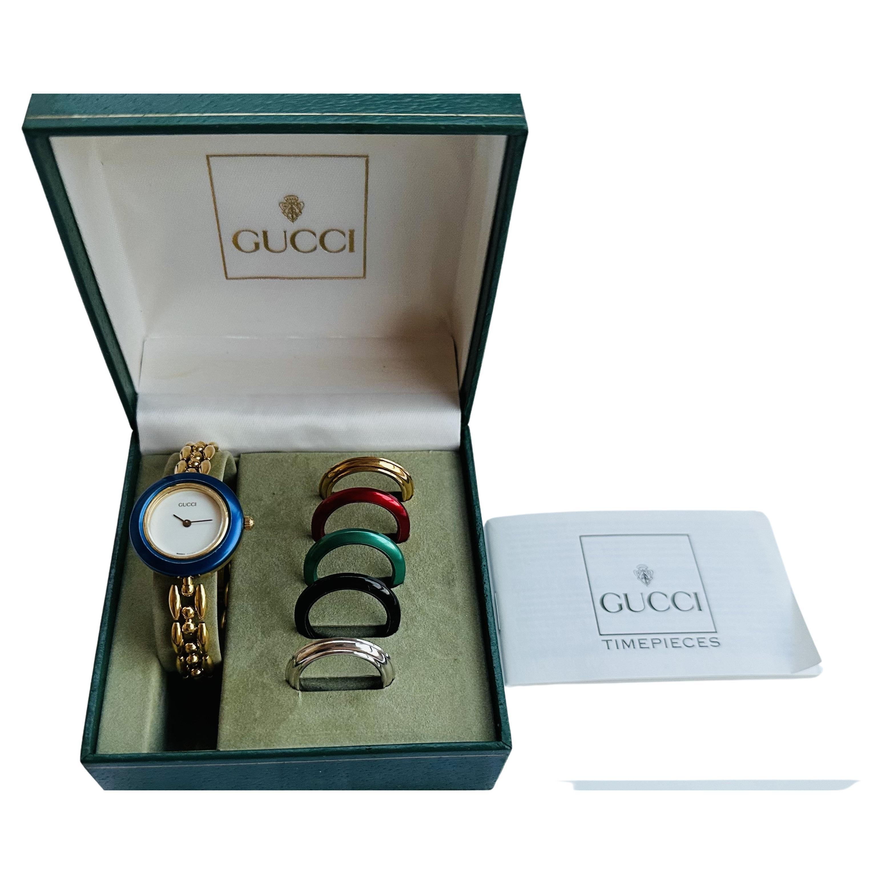 Gucci 11/12.2 Ladies Bangle Watch with Interchangeable Bezels Full Set