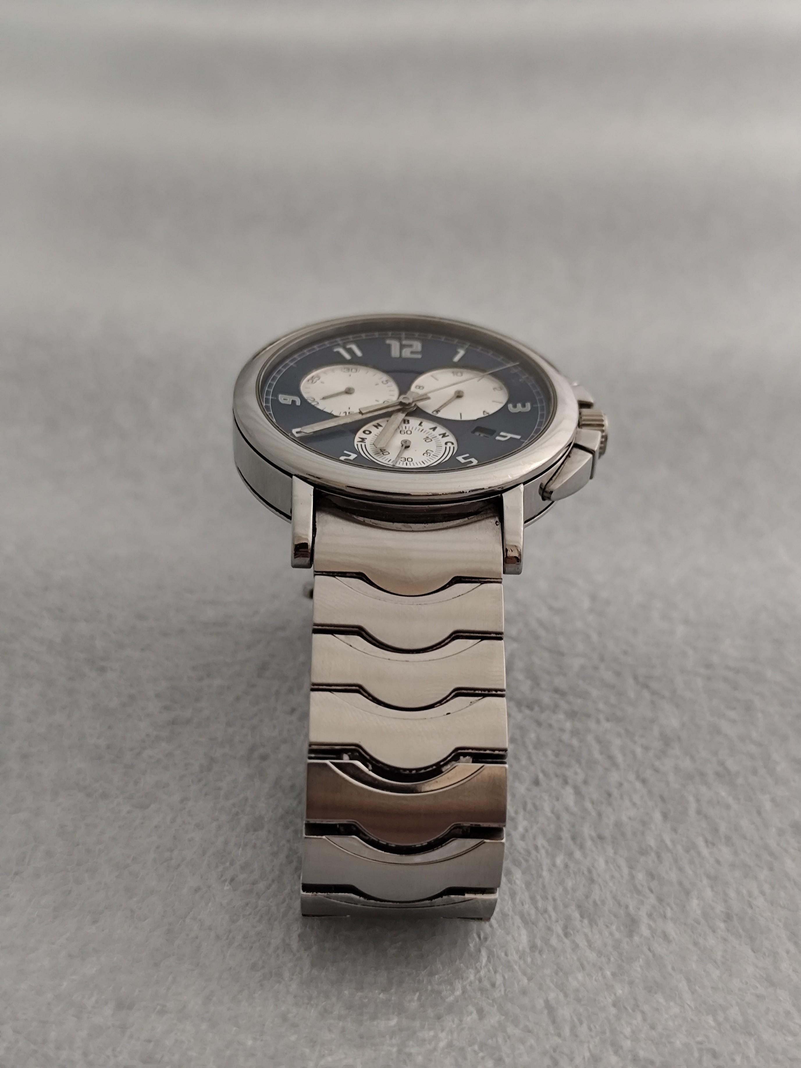 Montblanc 7060 Summit Chronograph Blue Dial Stainless Steel Watch For Sale 3
