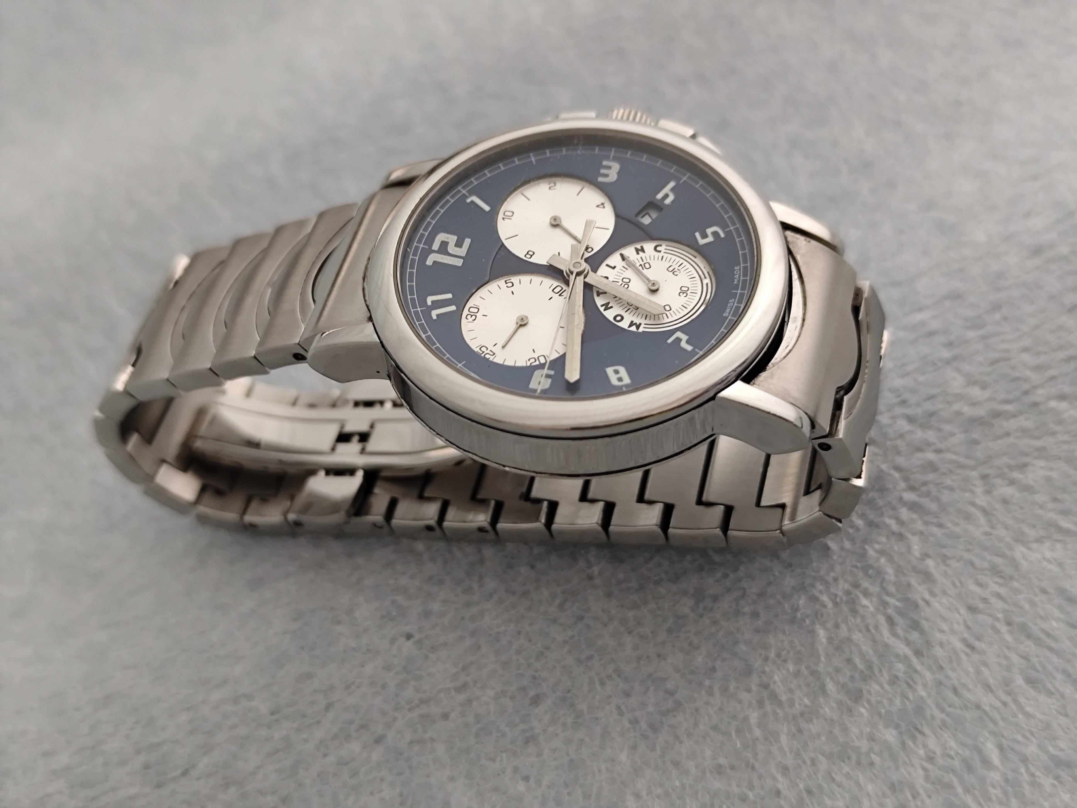 Montblanc 7060 Summit Chronograph Blue Dial Stainless Steel Watch For Sale 9