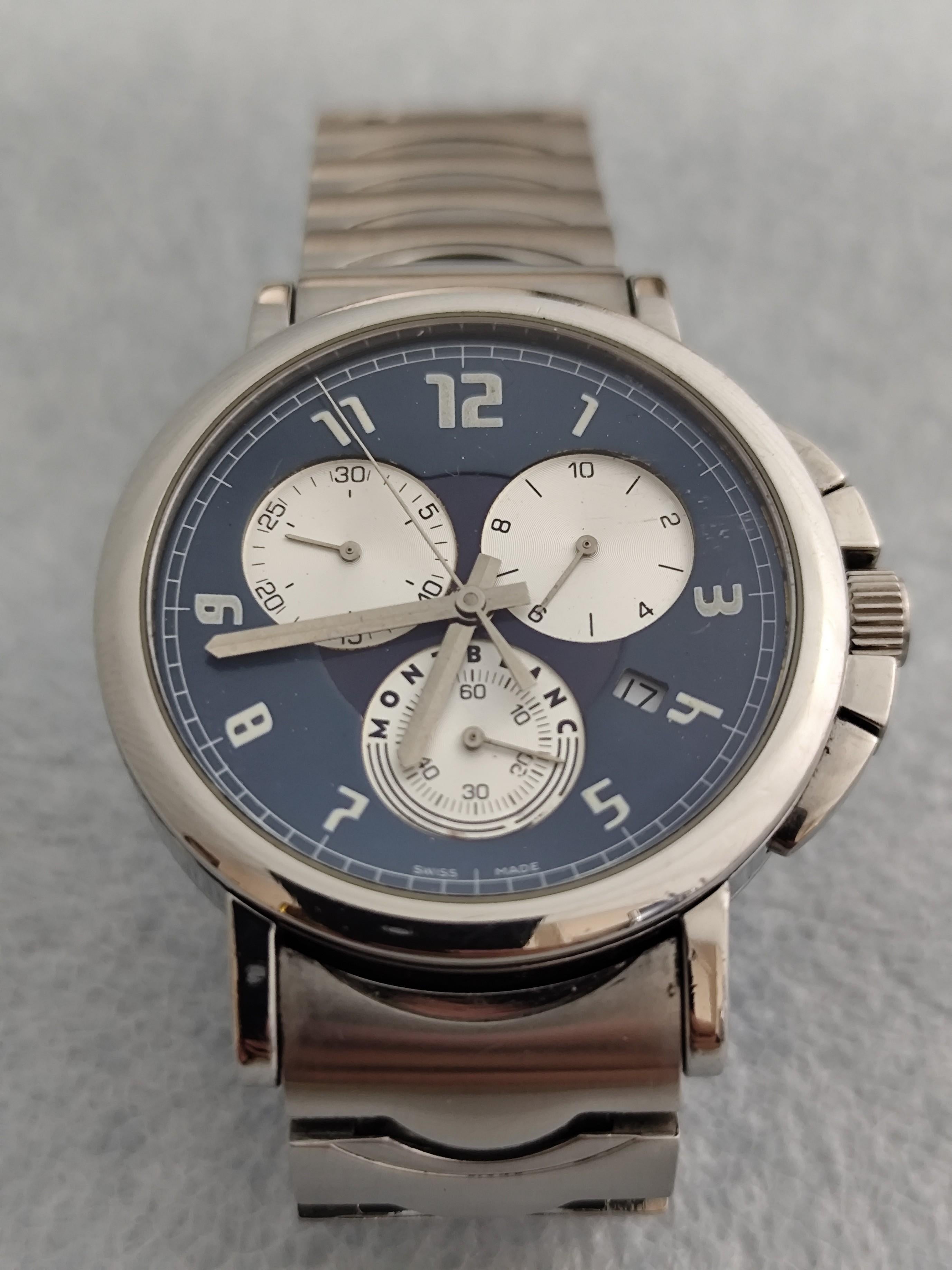 Montblanc 7060 Summit Chronograph Blue Dial Stainless Steel Watch For Sale 10
