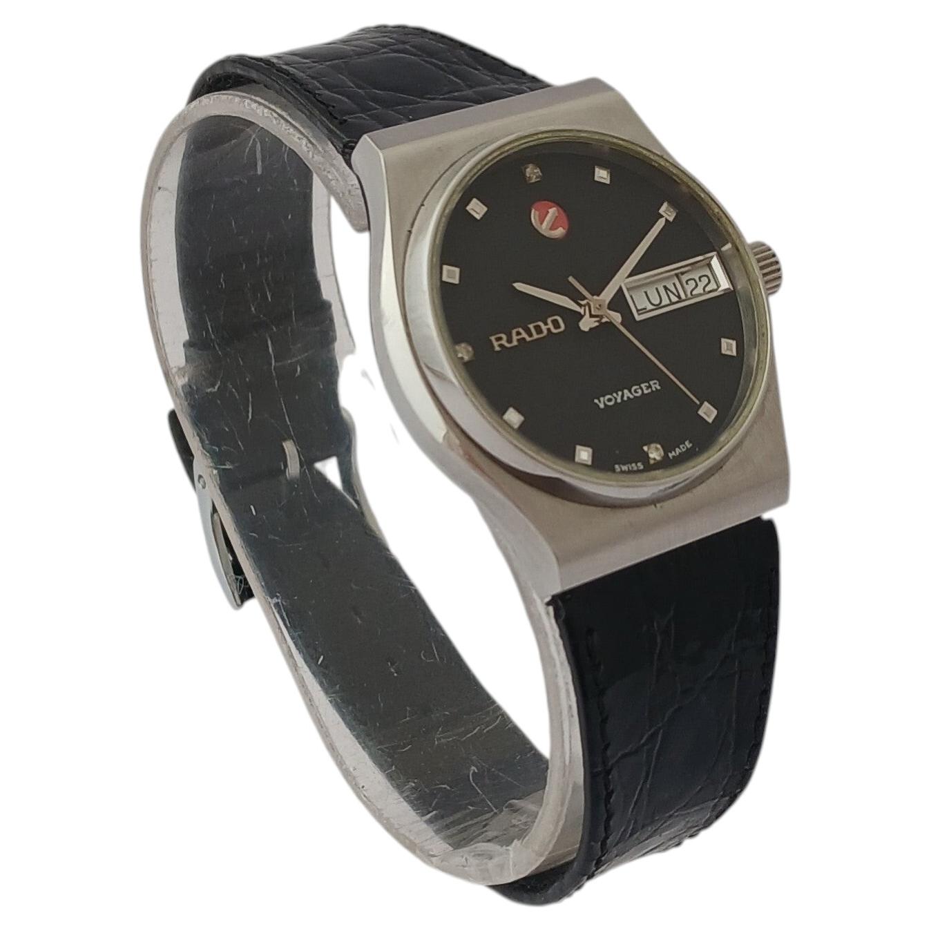 Pre-owned Rado Voyager Automatic Stainless Steel Rare Black Dial 32mm Unisex Watch