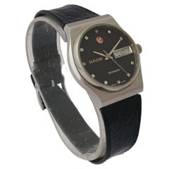Reloj unisex Rado Voyager automático, de acero inoxidable, con una esfera negra poco común, de 32 mm