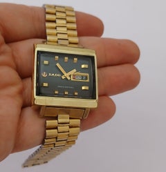 Rado Manhattan Square TV Vintage Rare Day Date Black Dial Automatic Men's watch